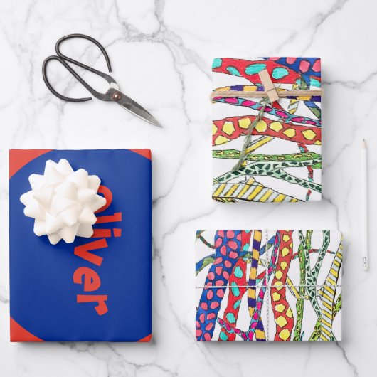 フォレ熱狂するストカラフルおもしろい ラッピングペーパーシート (正面)