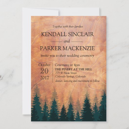 フォレ素朴ストウッド結婚式招待状 招待状 (正面)