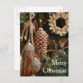 フォレ素朴ストオーナメントクリスマスホリデーツリー シーズンポストカード (正面/裏面)