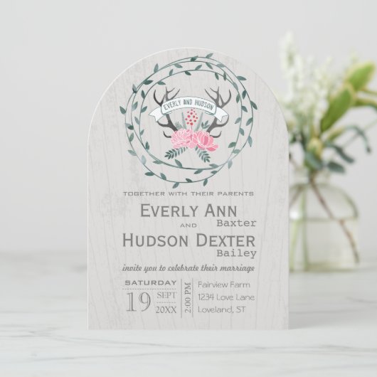 フォレ素朴ストガーランドアントラーバーンウッド結婚ズ 招待状 (スタンド正面)