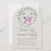 フォレ素朴ストガーランドアントラーバーンウッド結婚ズ 招待状 (正面)