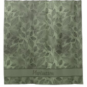 フォレ素朴ストグリ葉ーンモノグラムのファミリ名 シャワーカーテン (正面)