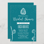 フォレ素朴ストパインコーンエレガントブライダルシャワー 招待状 (正面/裏面)