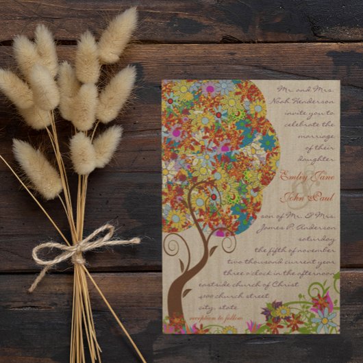 フォレ素朴ストパッチワークフローラツカラフルリー 招待状