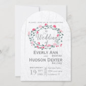 フォレ素朴ストピンクガーランドバーンウッドズ結婚ズ 招待状 (正面)