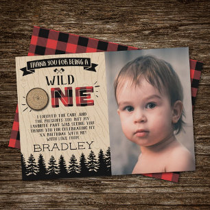 フォレ素朴ストプライドLumberjack Boys 1st Birthday サンキューカード