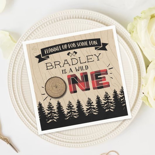 フォレ素朴ストプライドLumberjack Boys 1st Birthday スタンダードカクテルナプキン