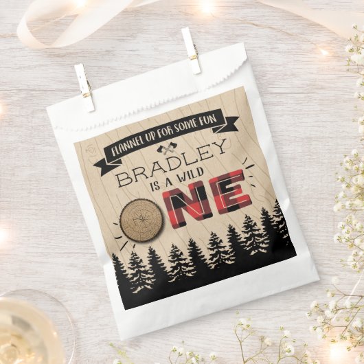 フォレ素朴ストプライドLumberjack Boys 1st Birthday フェイバーバッグ (クリップ留めされた状態)