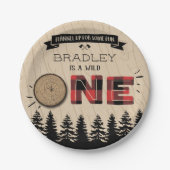 フォレ素朴ストプライドLumberjack Boys 1st Birthday ペーパープレート (正面)