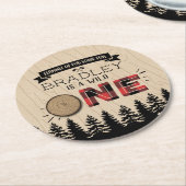 フォレ素朴ストプライドLumberjack Boys 1st Birthday ラウンドペーパーコースター (アングル)