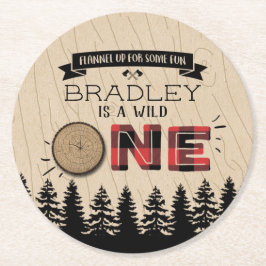 フォレ素朴ストプライドLumberjack Boys 1st Birthday ラウンドペーパーコースター