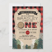 フォレ素朴ストプライドLumberjack Boys 1st Birthday 招待状 (正面)