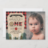 フォレ素朴ストプライドLumberjack Boys 1st Birthday 招待状 (正面)