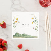 フォレ素朴ストボホワイルドフラワーモノグラムの結婚ズ スタンダードカクテルナプキン (インサイチュ)