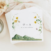 フォレ素朴ストボホワイルドフラワーモノグラムの結婚ズ スタンダードカクテルナプキン