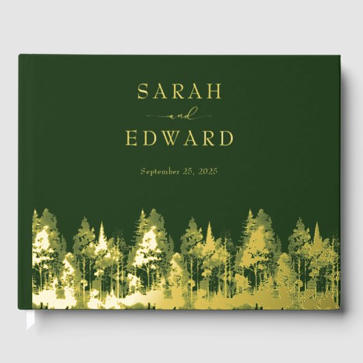 フォレ素朴ス結婚ゴールドフォイルのゲストブック ゲストブック (正面)
