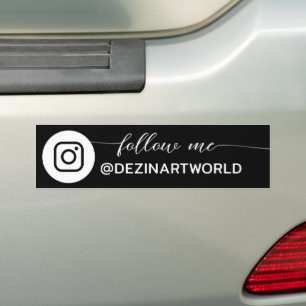 フォローミー Instagram ソーシャルメディア ページ ブラック ホワイト バンパーステッカー