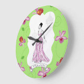 フォワアパリファッションイラストレーション ラージ壁時計 (傾斜)