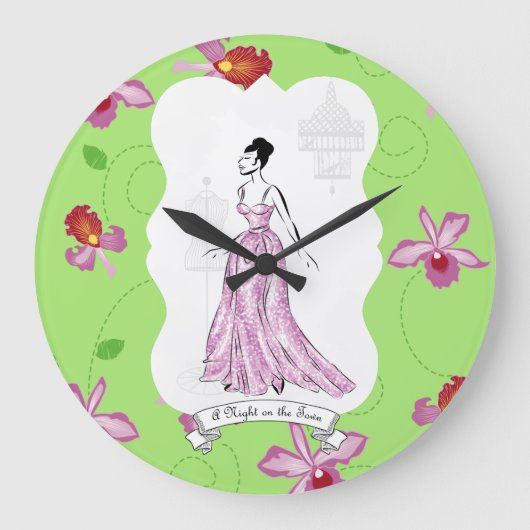 フォワアパリファッションイラストレーション ラージ壁時計 (正面)