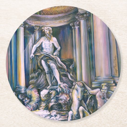 フォンタナディトレヴィローマイタリア ラウンドペーパーコースター (正面)