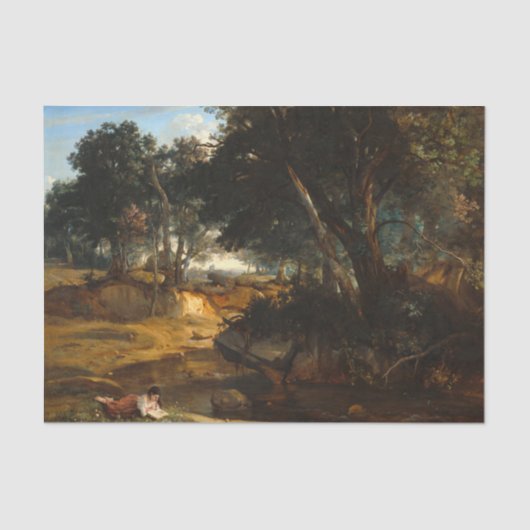 フォンテーヌブローの森， 1834年by Corot 薄葉紙 (正面)