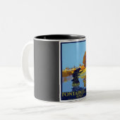 フォンテーヌブローAvon Parisフランスヴィンテージトラベル ツートーンマグカップ (正面左)