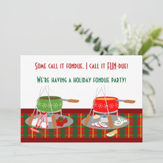フォンデュのポットのクリスマスのフォンデュのパーティーInvitaitons 招待状 (スタンド正面)