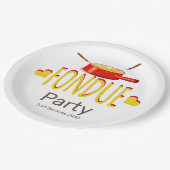 フォンデュハートとポット-パーティー ペーパープレート (アングル)