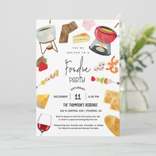 フォンデュパーティー ワインチーズ ディナーパーティー いつでもどんな時も 招待状 (スタンド正面)