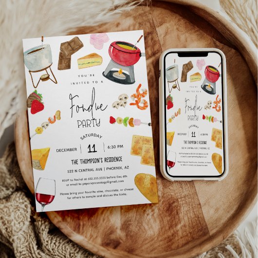 フォンデュパーティー ワインチーズ ディナーパーティー いつでもどんな時も 招待状