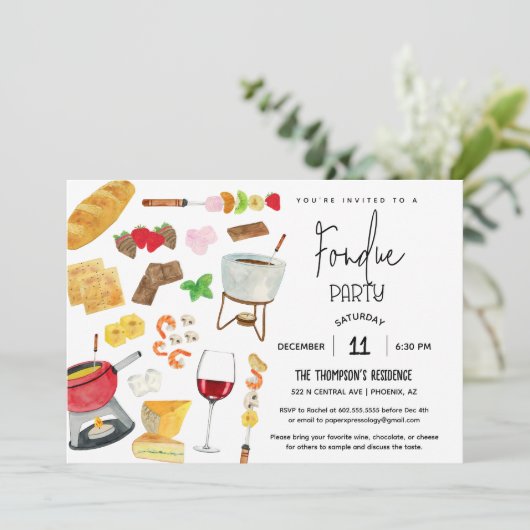 フォンデュパーティー ワインチーズ ディナーパーティー いつでもどんな時も 招待状 (スタンド正面)