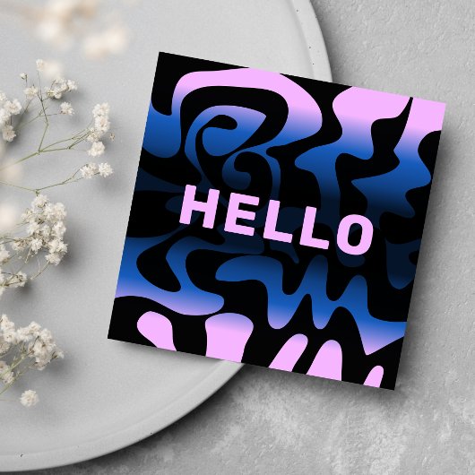 フォントはっきりしたグルービーブラックネイビーブルー薄紫パープ淡い色のリ スクエア名刺