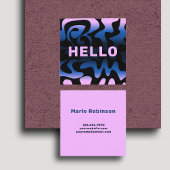 フォントはっきりしたグルービーブラックネイビーブルー薄紫パープ淡い色のリ スクエア名刺