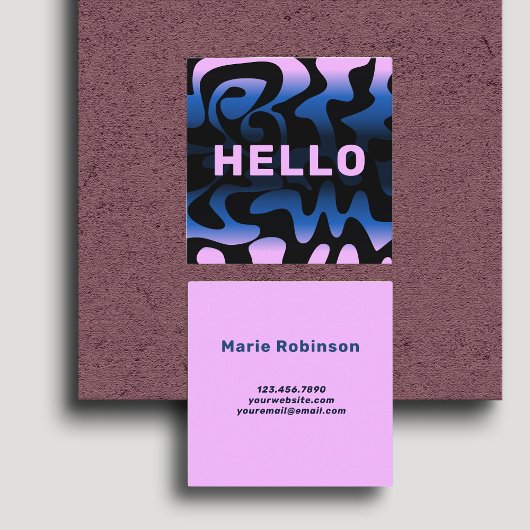 フォントはっきりしたグルービーブラックネイビーブルー薄紫パープ淡い色のリ スクエア名刺