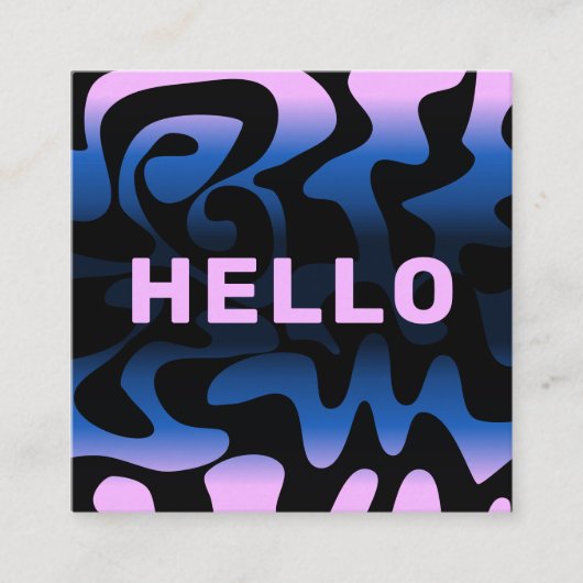 フォントはっきりしたグルービーブラックネイビーブルー薄紫パープ淡い色のリ スクエア名刺 (正面)