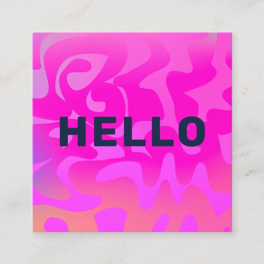 フォントはっきりしたグルーヴィ海軍ハローホットピンクブライトスクエア スクエア名刺 (正面)