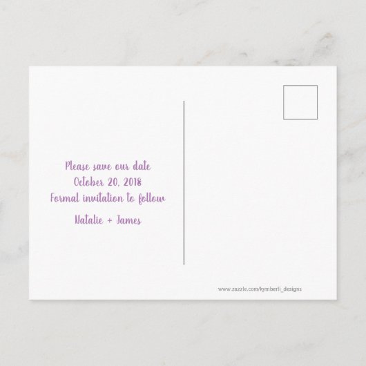 フォントはっきりした写真デートを保存！ 案内ポストカード (裏面)