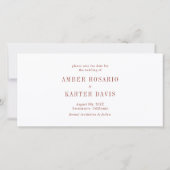 フォントエレガントミニマリストピンクテラコッタシンプルホテルSa セーブザデート (裏面)