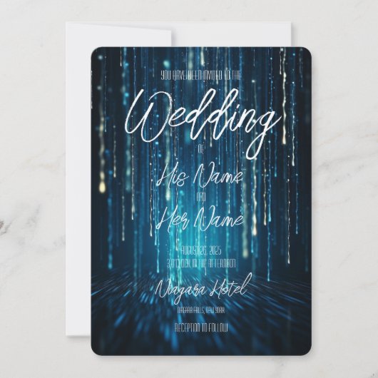 フォントカスタムスタイル&文字- Blue Star Shower 招待状 (正面)