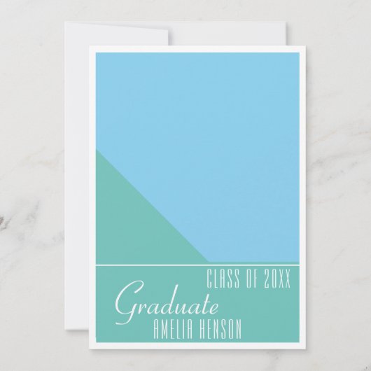 フォントモダンターコイズブルー卒業写真 招待状 (裏面)