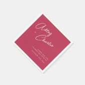 フォントモダンマゼンタカップルがナプキン結婚に名前を付ける スタンダードカクテルナプキン (角)