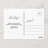 フォントモダン優雅な写真卒業ありがとう ポストカード (裏面)