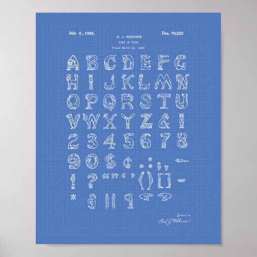 フォント1926特許技術青写真 ポスター (正面)