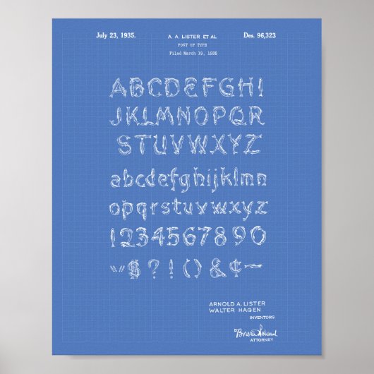 フォント1935特許技術青写真 ポスター (正面)