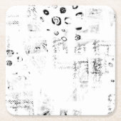 フォント ミュージック モノクロ サークル パターン モノクロ スクエアペーパーコースター (正面)