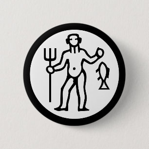 フォント〔占星術の〕十二宮図:AQUARIUS +色とアイディア 缶バッジ