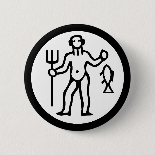 フォント〔占星術の〕十二宮図:AQUARIUS +色とアイディア 缶バッジ (正面)