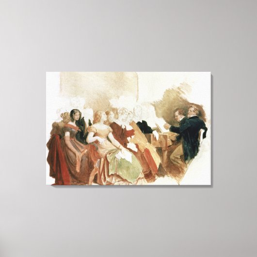 フォン・スポーン男爵夕べ勉強 キャンバスプリント (正面)