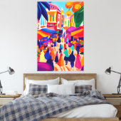 フォヴィスカラフルトスタイルの野外市場 キャンバスプリント (インサイチュ (寝室))