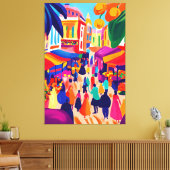 フォヴィスカラフルトスタイルの野外市場 キャンバスプリント (インサイチュ (リビング))